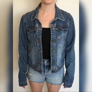 True blue soft cropped vintage style denim jacket